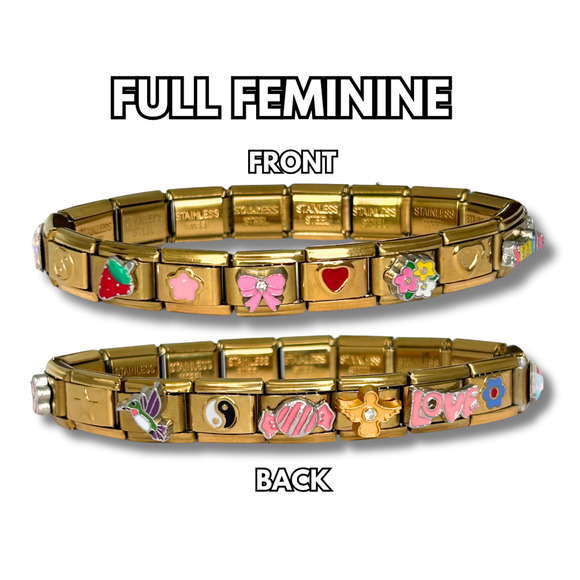 BUNDLE Feminine & Vintage Italian Charm Bracelet Golden READY TO WEAR (2 Pack) - Picture 3 of 5